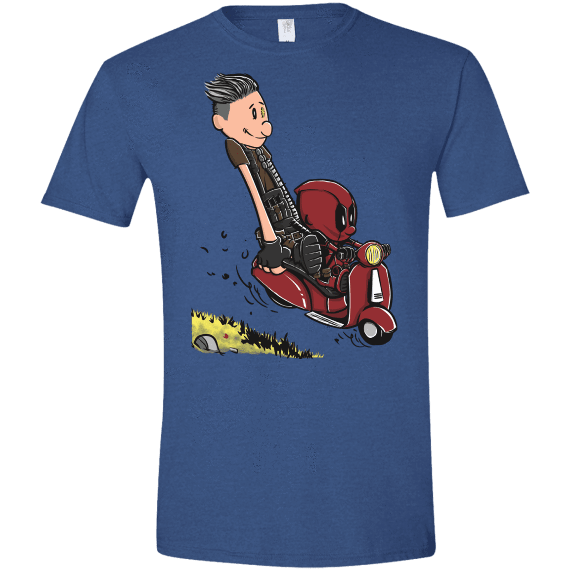 T-Shirts Heather Royal / X-Small Calvin & Deadpool Men's Semi-Fitted Softstyle