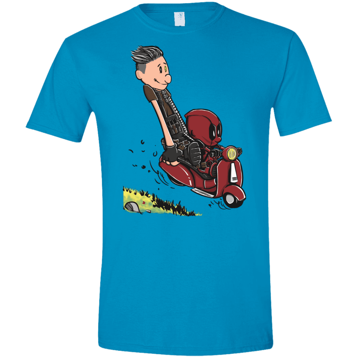 T-Shirts Sapphire / S Calvin & Deadpool Men's Semi-Fitted Softstyle