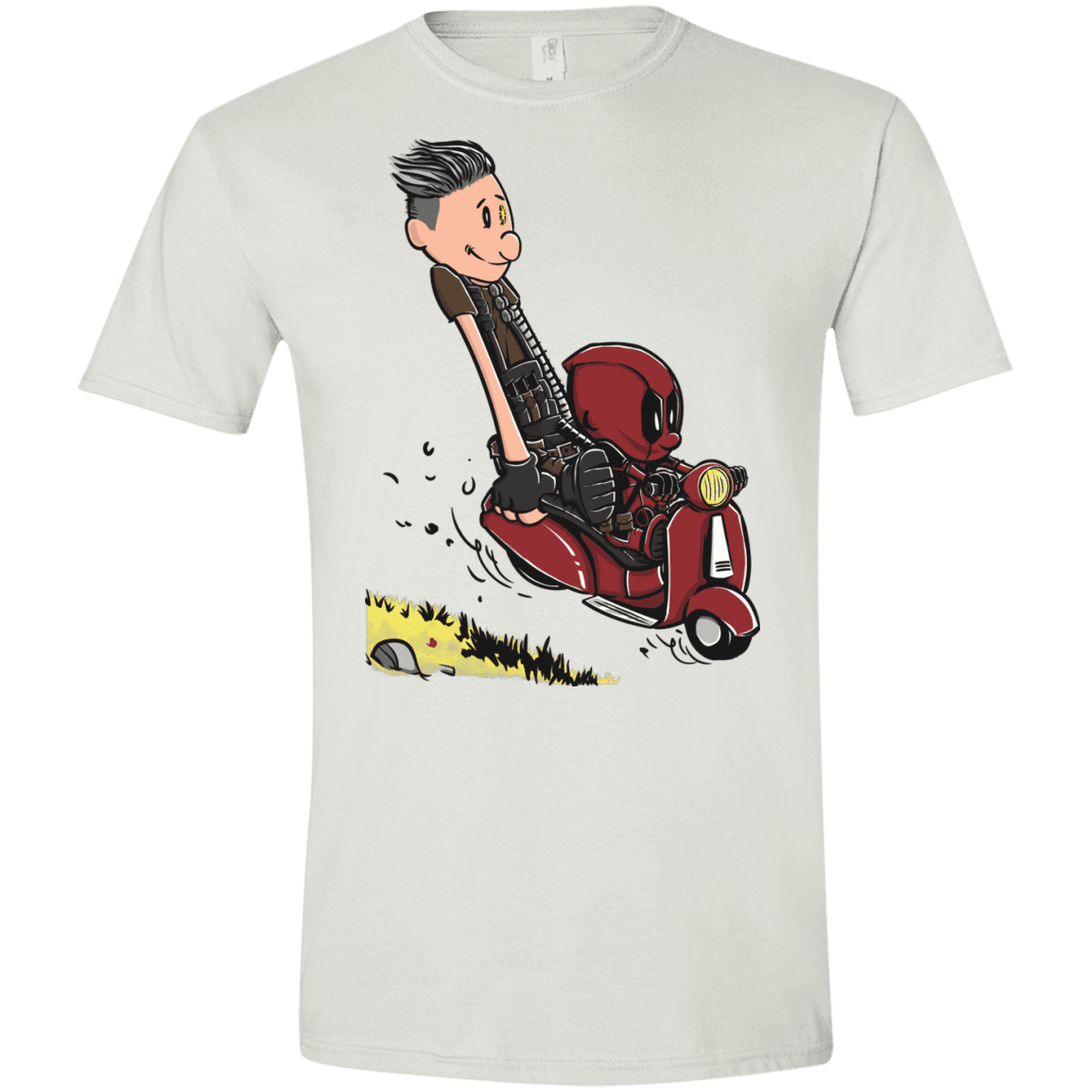 T-Shirts White / X-Small Calvin & Deadpool Men's Semi-Fitted Softstyle