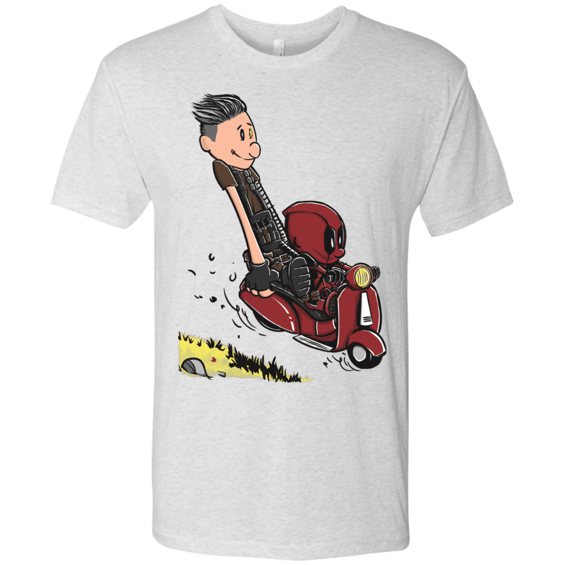 T-Shirts Heather White / S Calvin & Deadpool Men's Triblend T-Shirt
