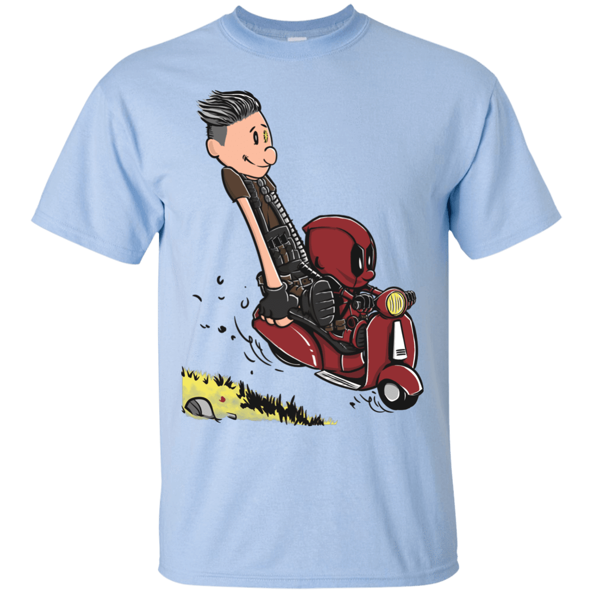 T-Shirts Light Blue / S Calvin & Deadpool T-Shirt