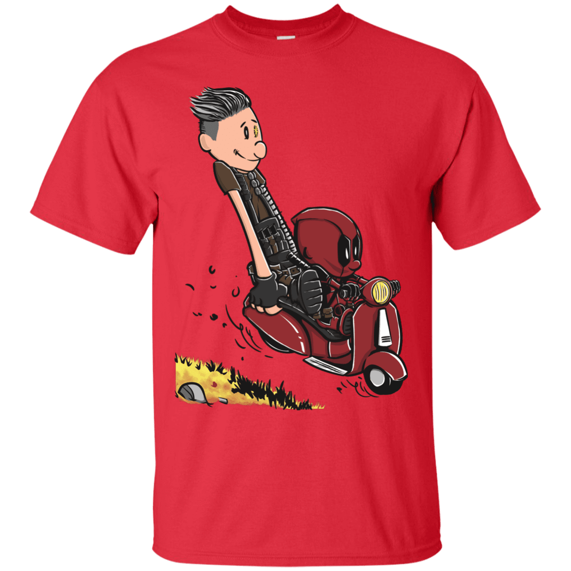 T-Shirts Red / S Calvin & Deadpool T-Shirt