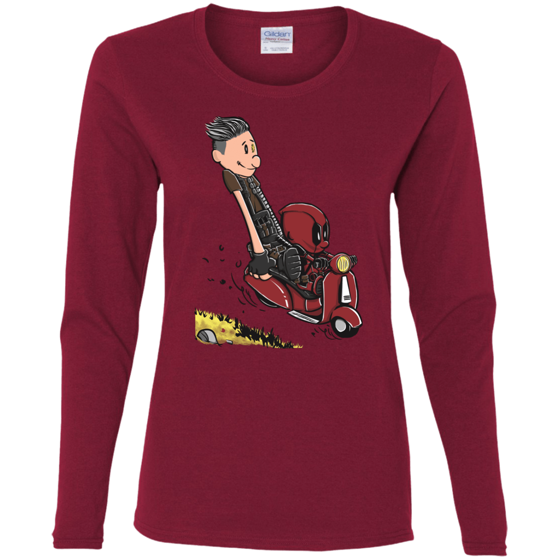 T-Shirts Cardinal / S Calvin & Deadpool Women's Long Sleeve T-Shirt