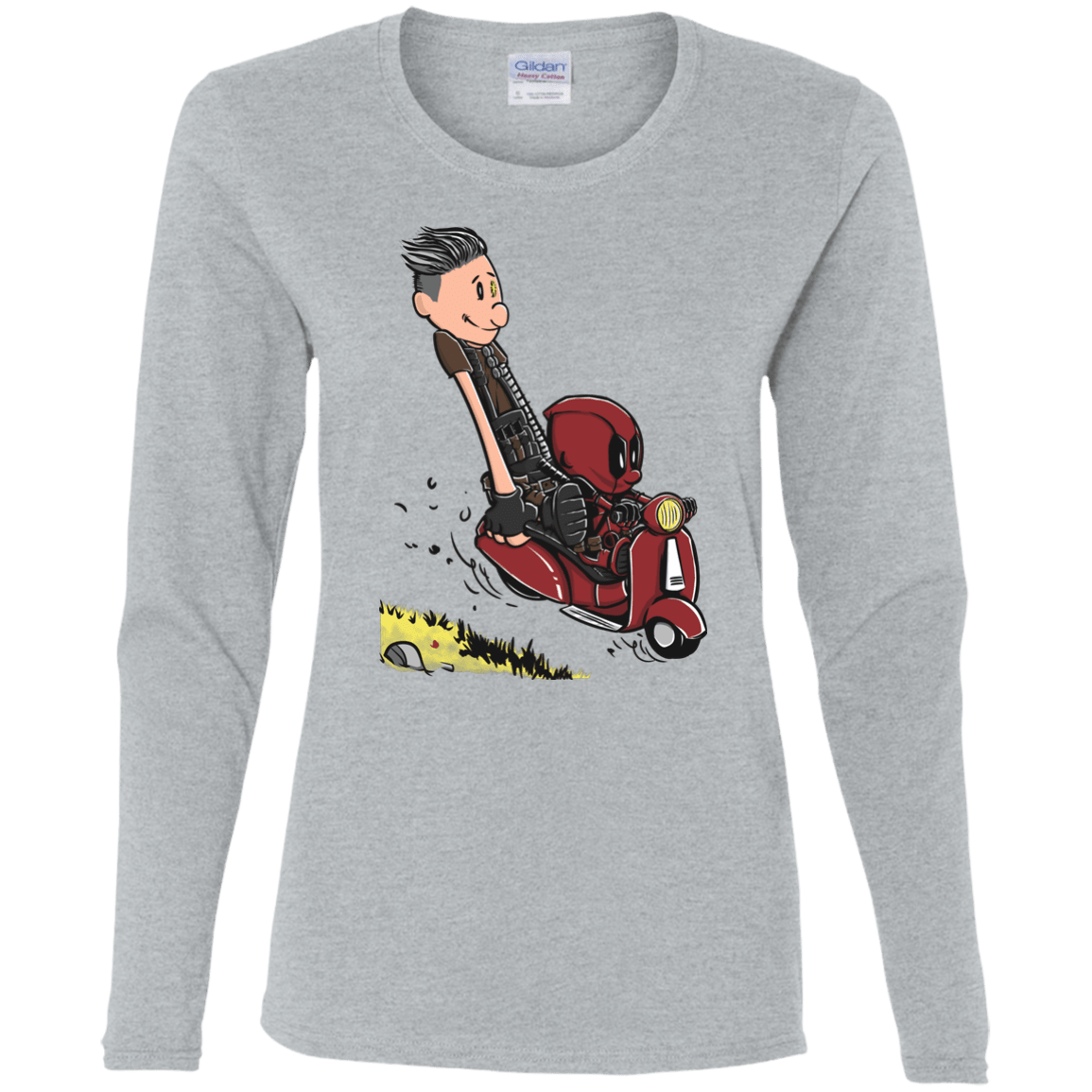 T-Shirts Sport Grey / S Calvin & Deadpool Women's Long Sleeve T-Shirt