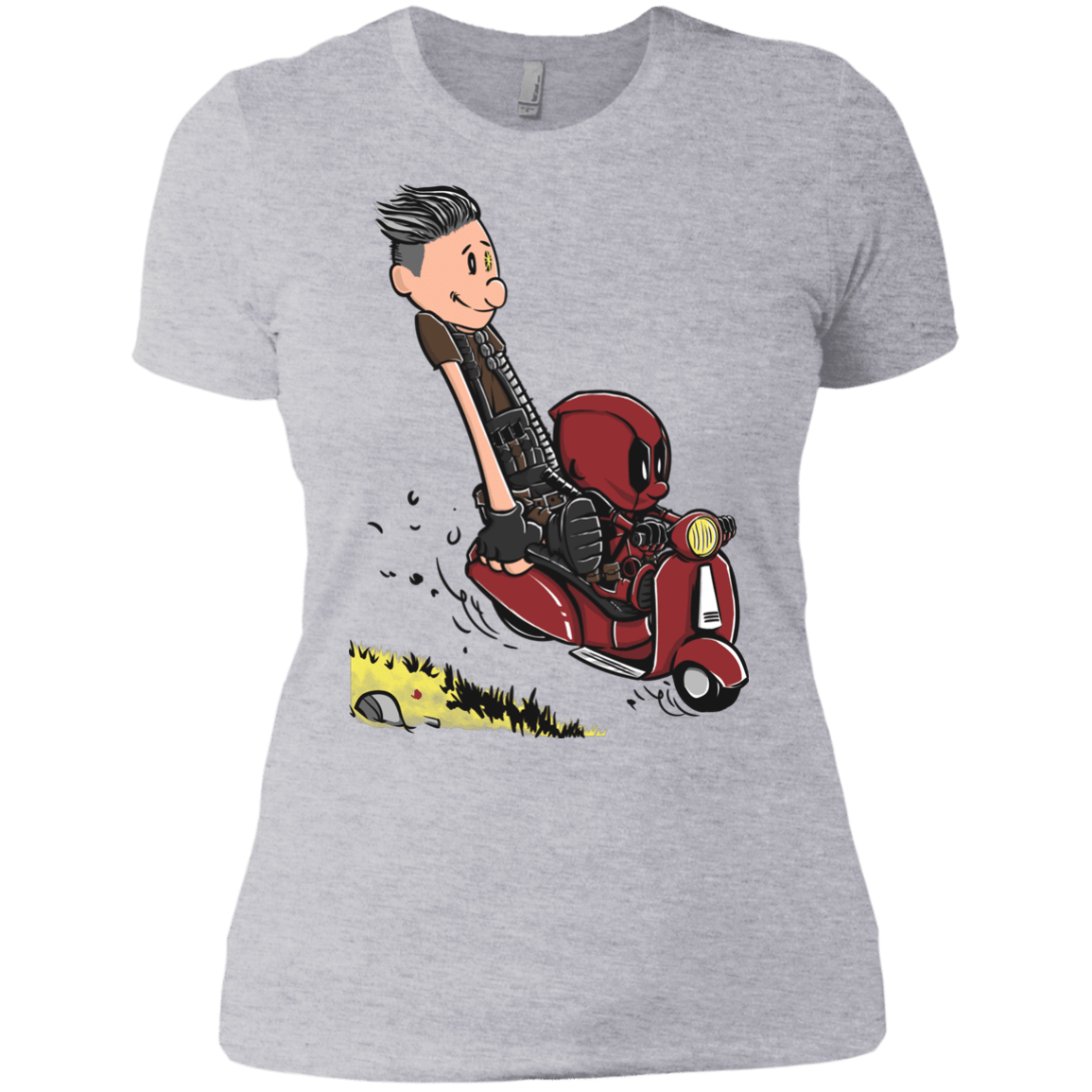 T-Shirts Heather Grey / X-Small Calvin & Deadpool Women's Premium T-Shirt