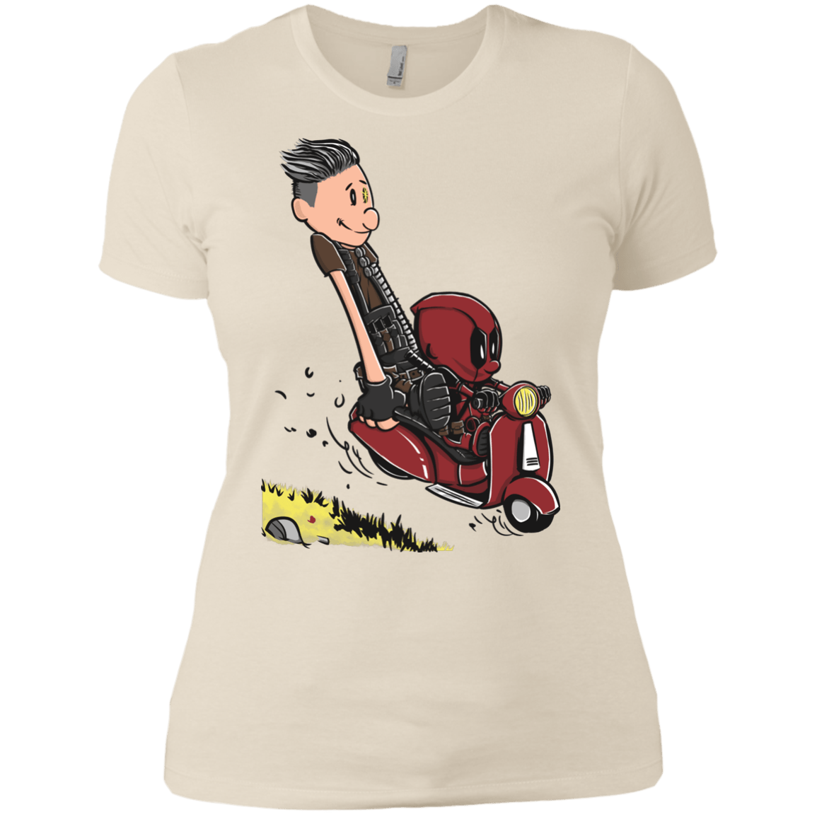 T-Shirts Ivory/ / X-Small Calvin & Deadpool Women's Premium T-Shirt
