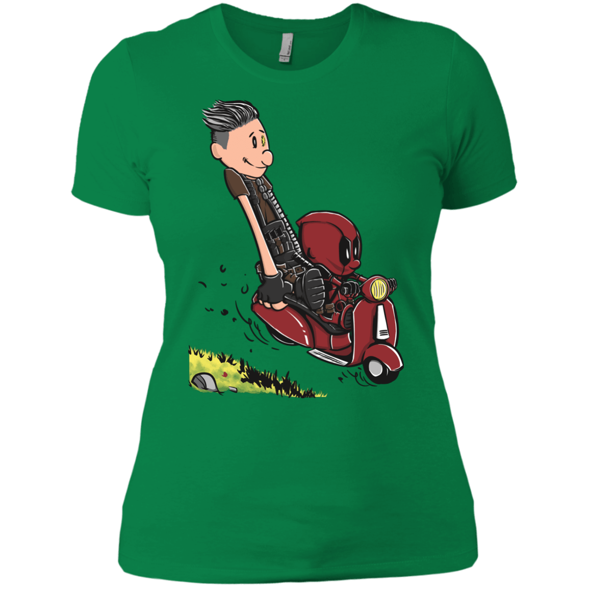 T-Shirts Kelly Green / X-Small Calvin & Deadpool Women's Premium T-Shirt