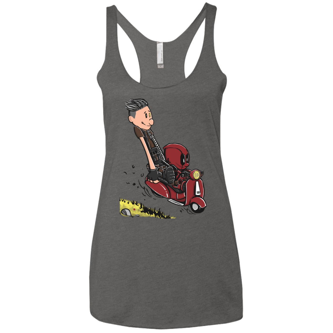 T-Shirts Premium Heather / X-Small Calvin & Deadpool Women's Triblend Racerback Tank