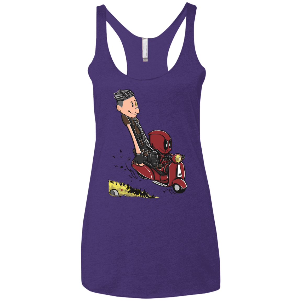 T-Shirts Purple Rush / X-Small Calvin & Deadpool Women's Triblend Racerback Tank
