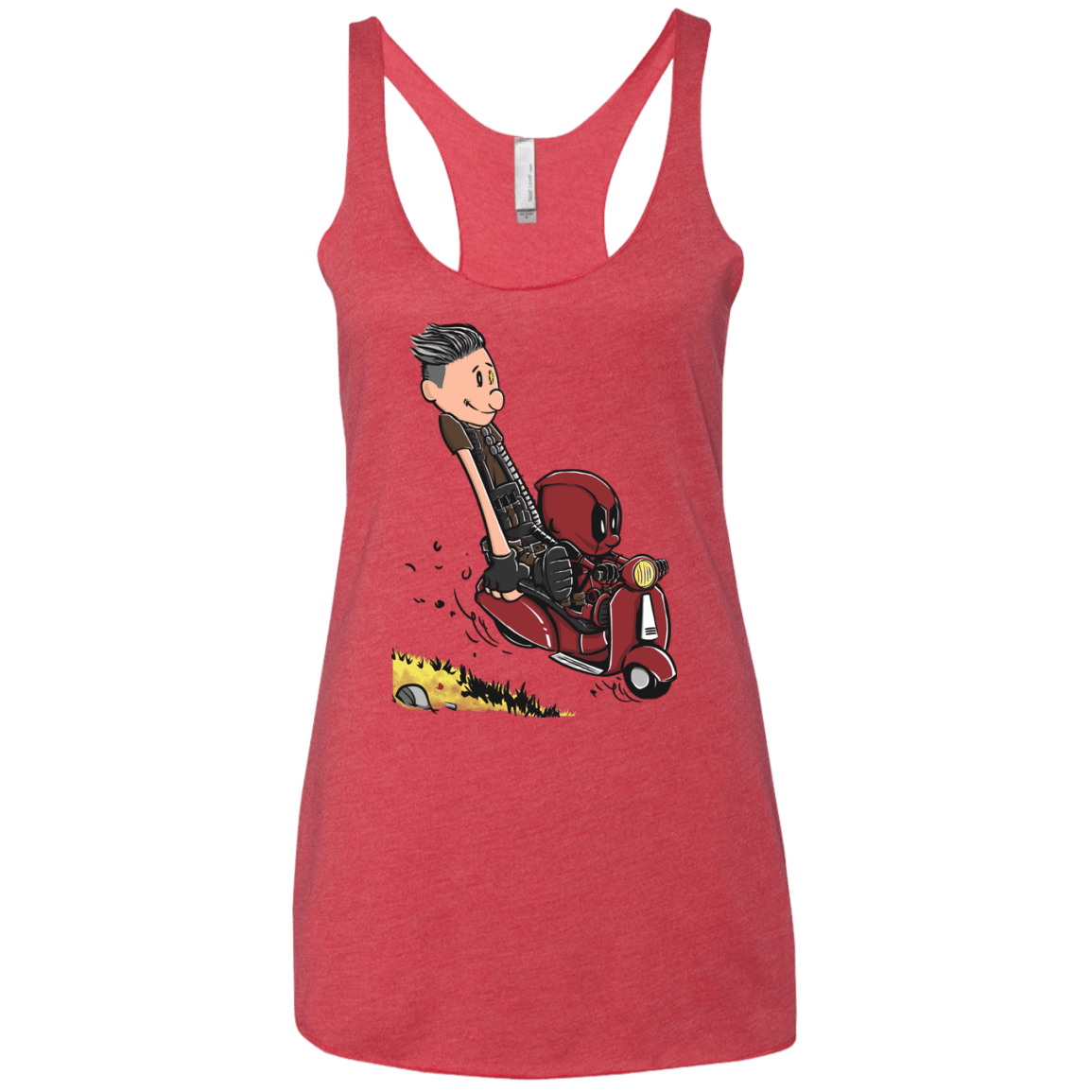 T-Shirts Vintage Red / X-Small Calvin & Deadpool Women's Triblend Racerback Tank
