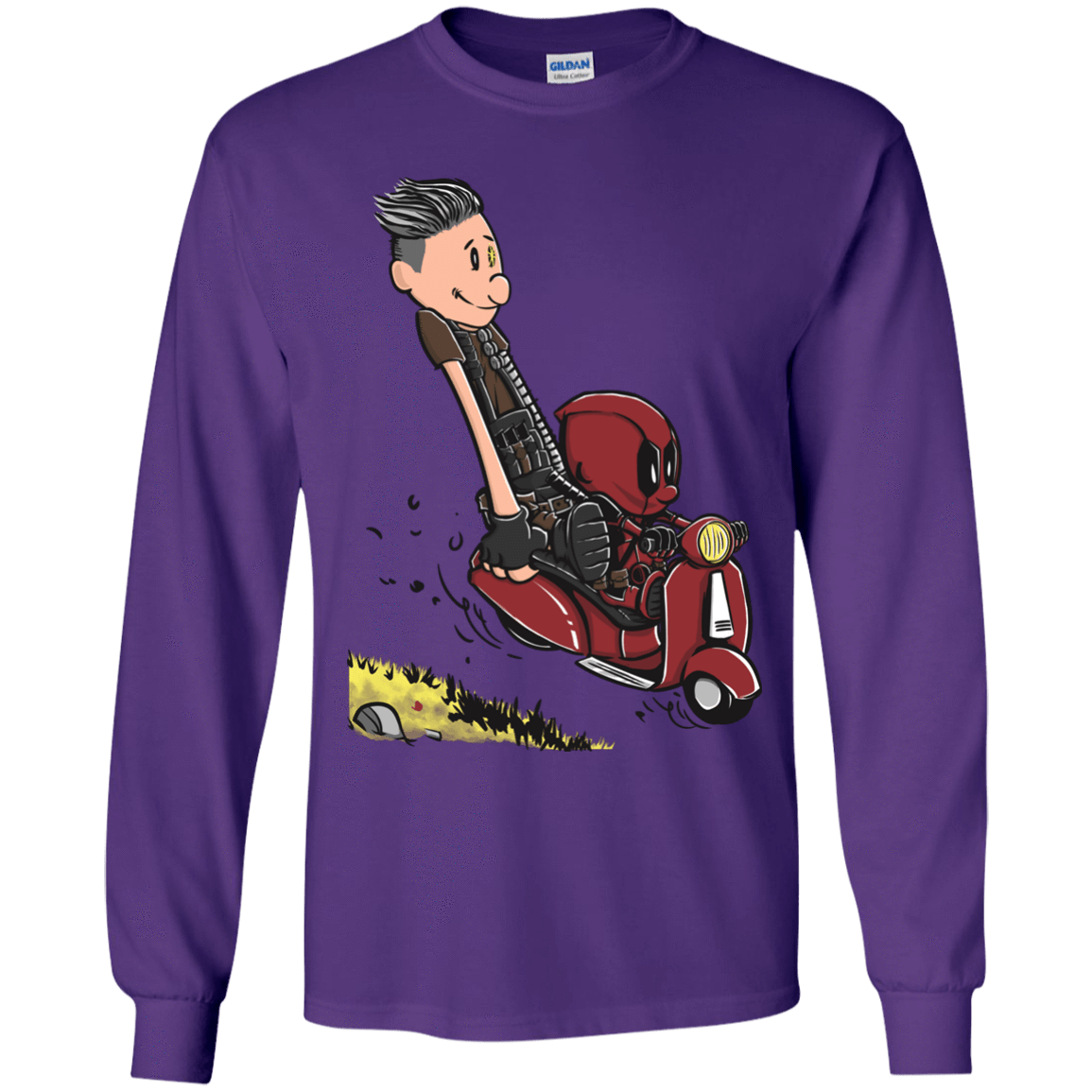 T-Shirts Purple / YS Calvin & Deadpool Youth Long Sleeve T-Shirt