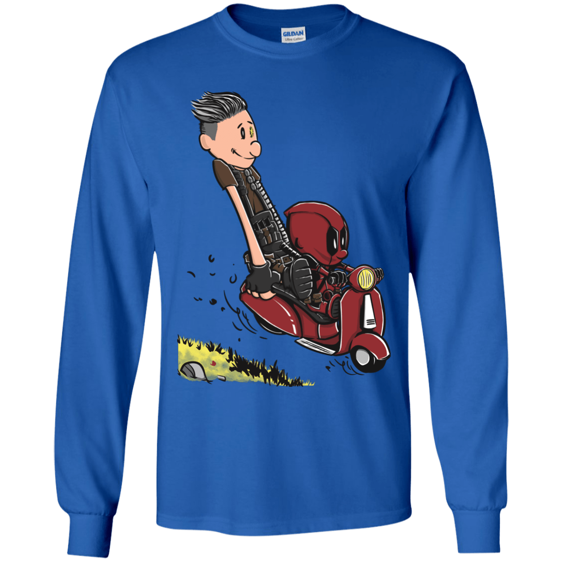 T-Shirts Royal / YS Calvin & Deadpool Youth Long Sleeve T-Shirt