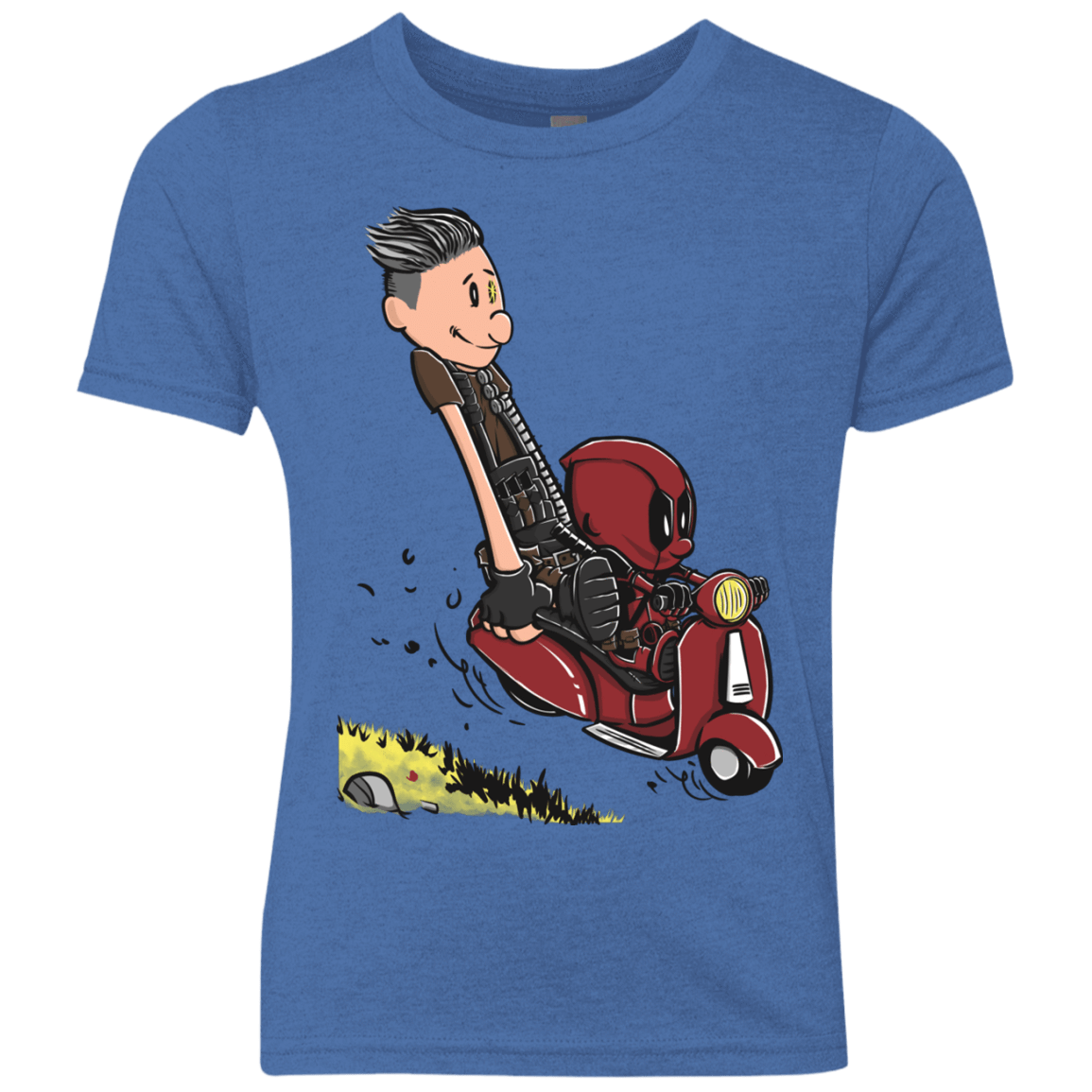 T-Shirts Vintage Royal / YXS Calvin & Deadpool Youth Triblend T-Shirt