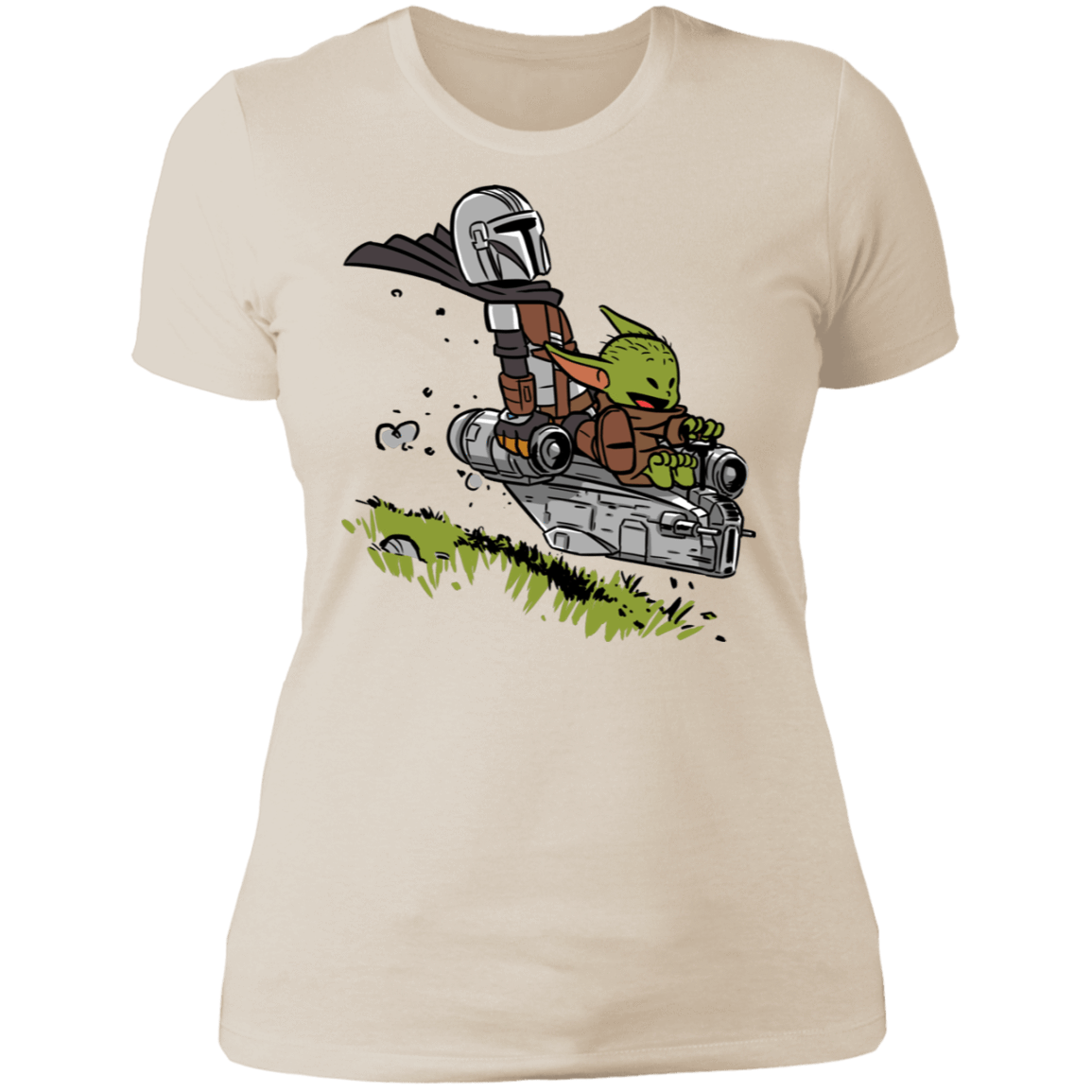 T-Shirts Ivory/ / S Calvin Yoda Mandalorian Women's Premium T-Shirt