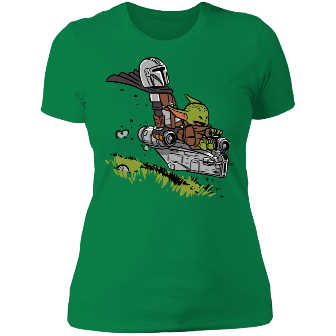 T-Shirts Kelly Green / S Calvin Yoda Mandalorian Women's Premium T-Shirt
