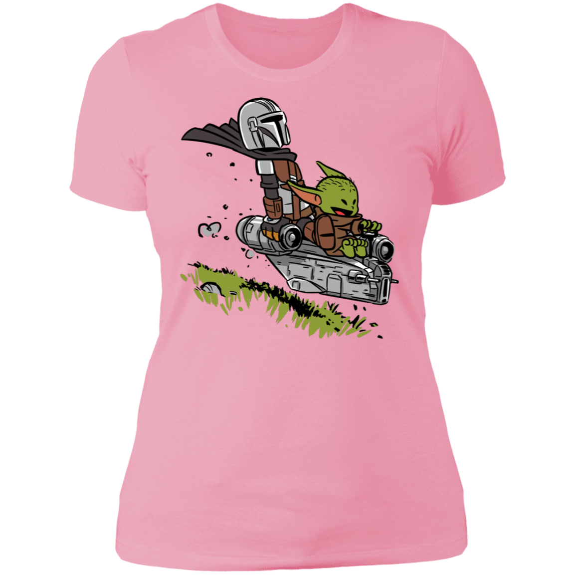 T-Shirts Light Pink / S Calvin Yoda Mandalorian Women's Premium T-Shirt
