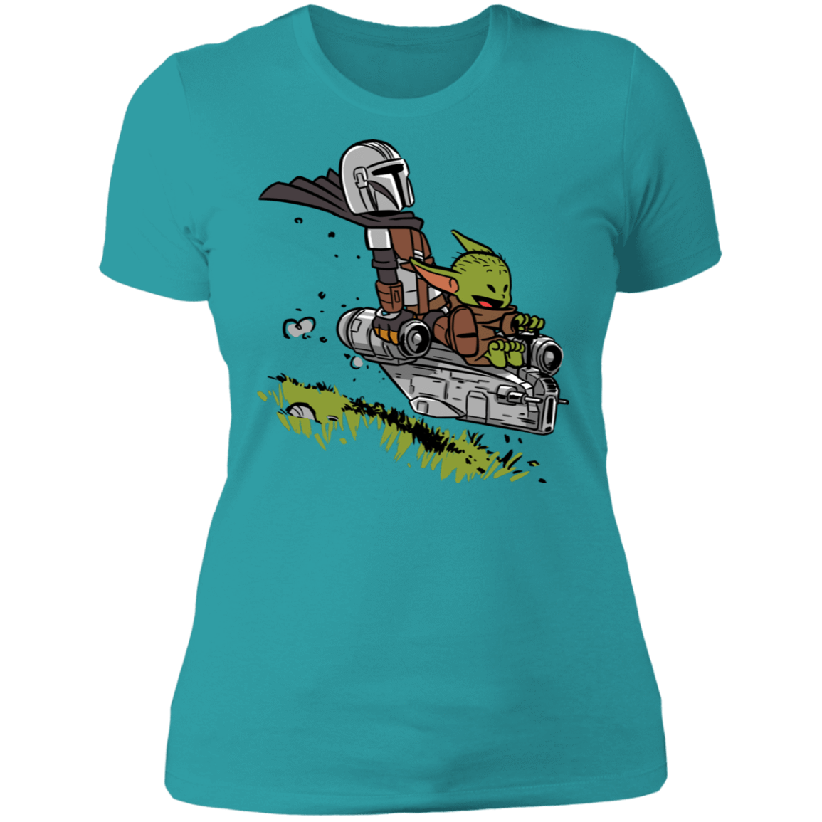 T-Shirts Tahiti Blue / S Calvin Yoda Mandalorian Women's Premium T-Shirt