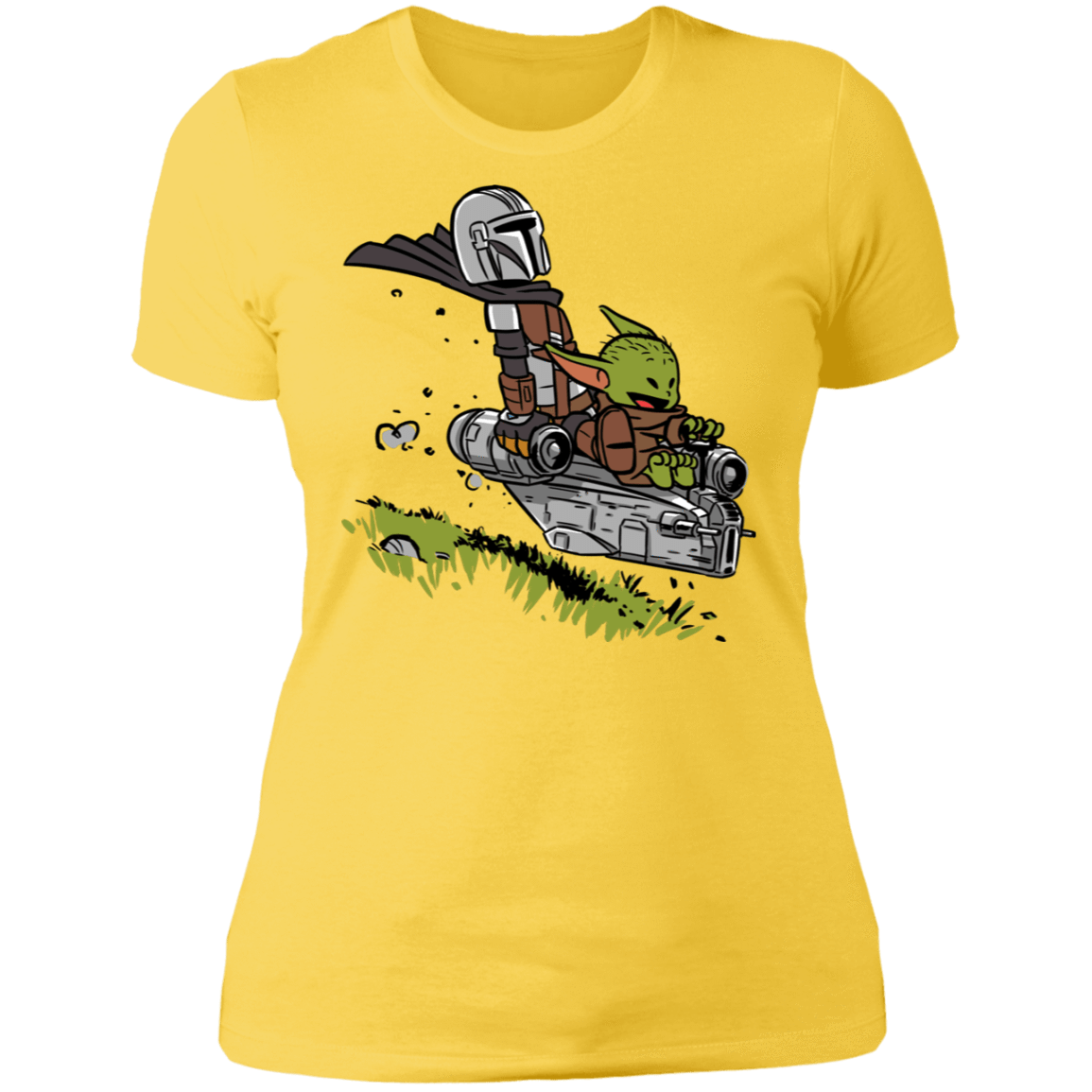 T-Shirts Vibrant Yellow / S Calvin Yoda Mandalorian Women's Premium T-Shirt