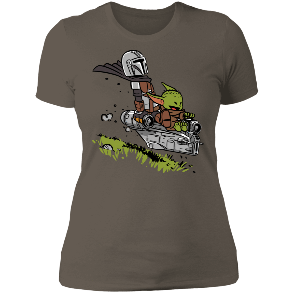 T-Shirts Warm Grey / S Calvin Yoda Mandalorian Women's Premium T-Shirt