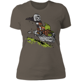 T-Shirts Warm Grey / S Calvin Yoda Mandalorian Women's Premium T-Shirt