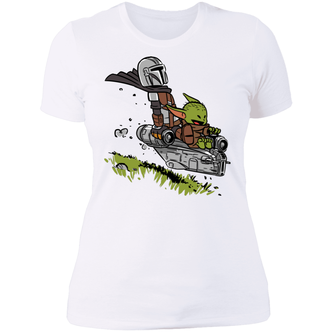 T-Shirts White / S Calvin Yoda Mandalorian Women's Premium T-Shirt