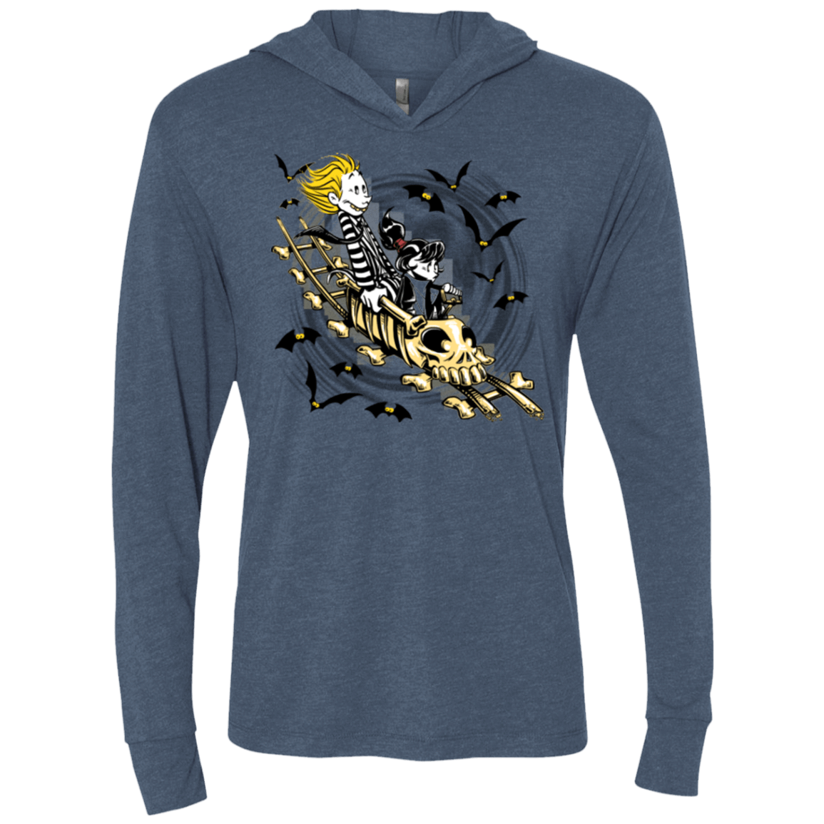 T-Shirts Indigo / X-Small Calvydia and Beetle Hobbes Triblend Long Sleeve Hoodie Tee