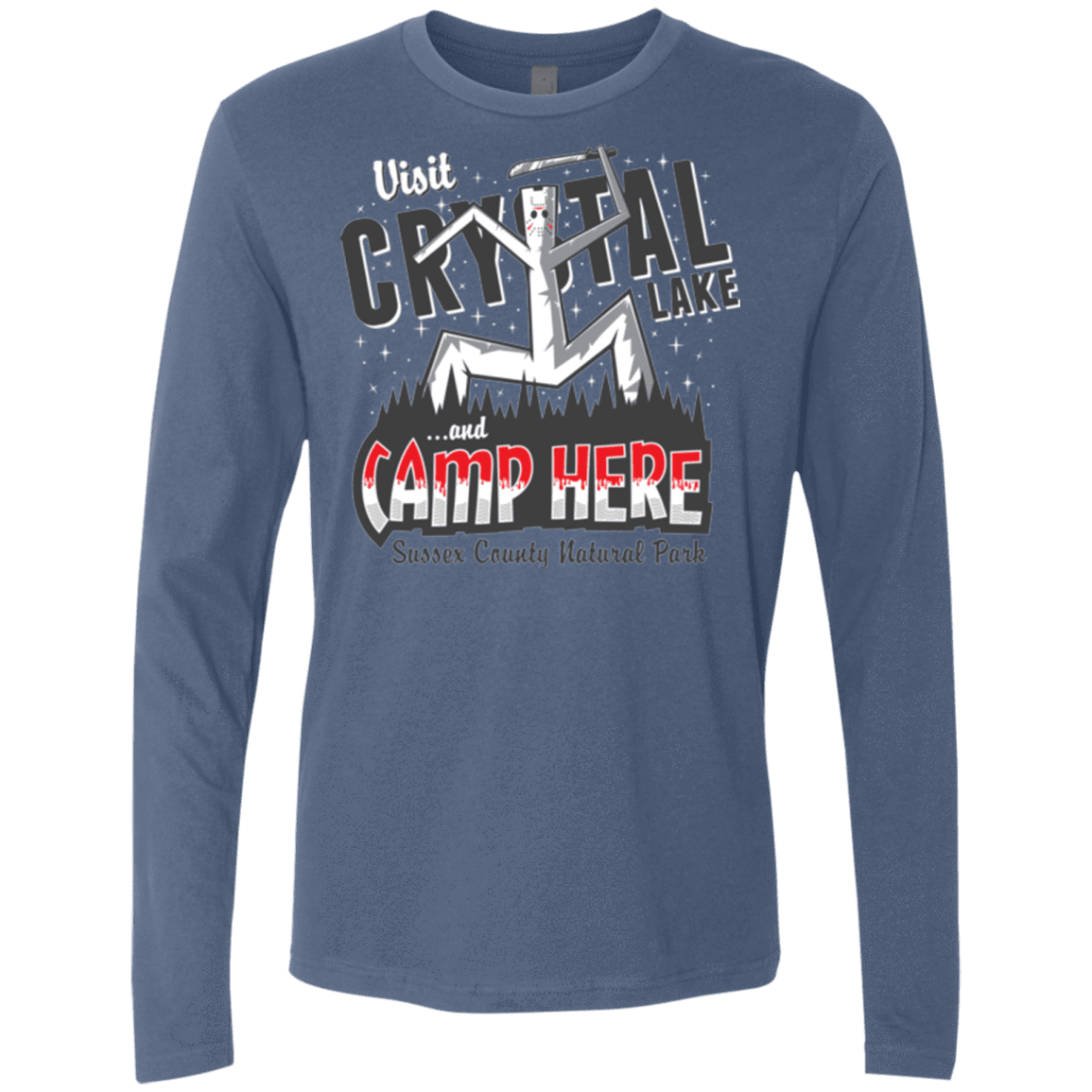 T-Shirts Indigo / Small CAMP HERE Men's Premium Long Sleeve