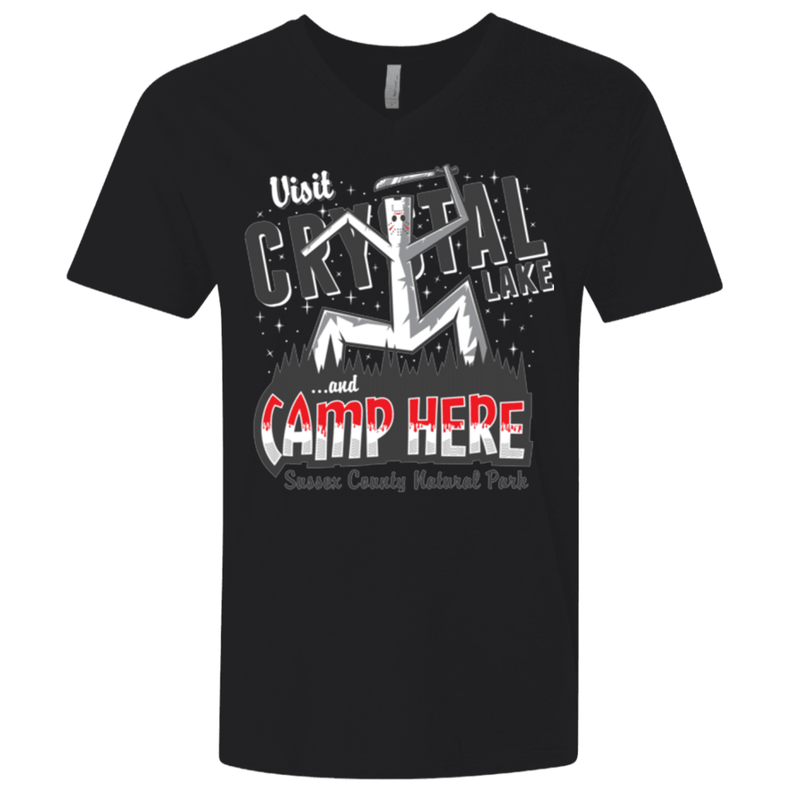 T-Shirts Black / X-Small CAMP HERE Men's Premium V-Neck