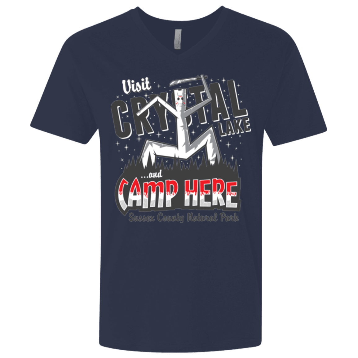 T-Shirts Midnight Navy / X-Small CAMP HERE Men's Premium V-Neck