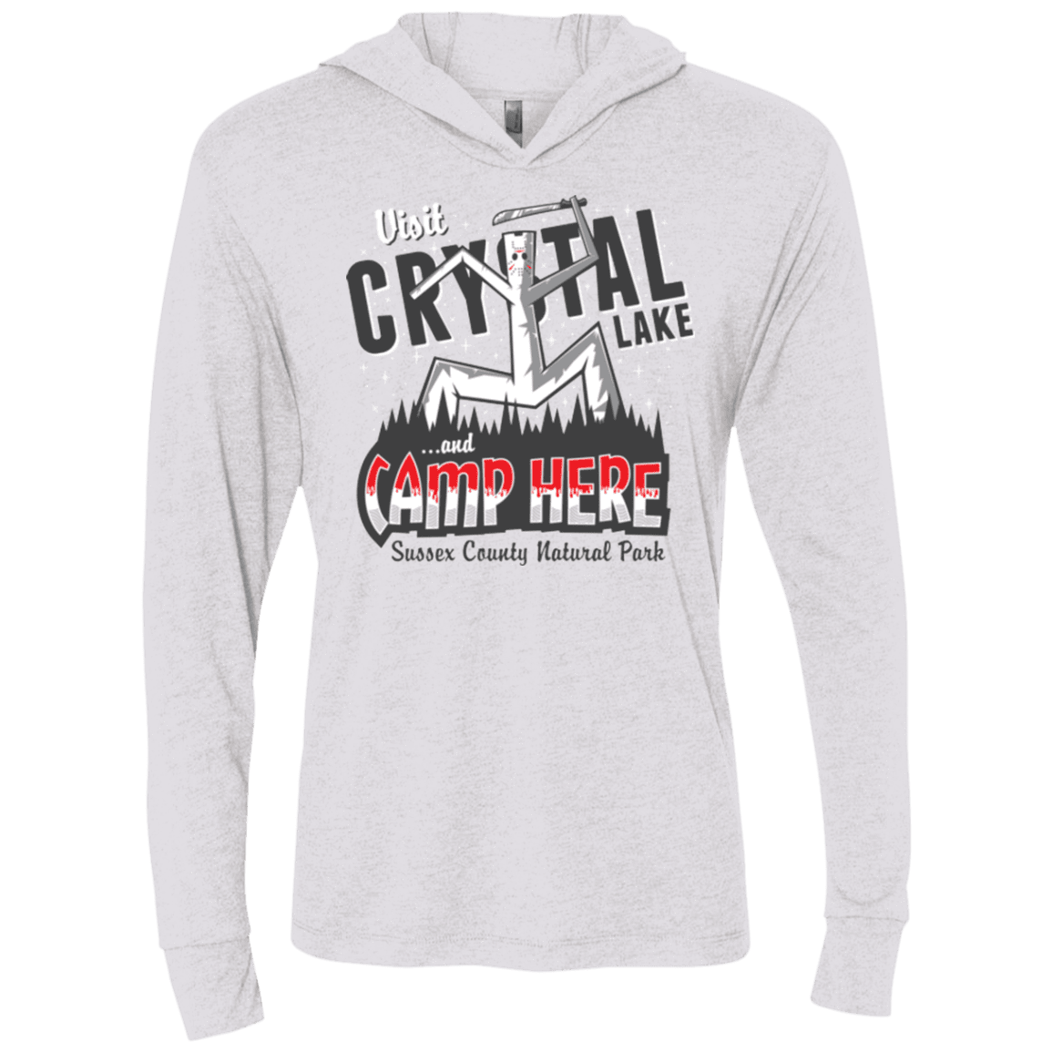 T-Shirts Heather White / X-Small CAMP HERE Triblend Long Sleeve Hoodie Tee