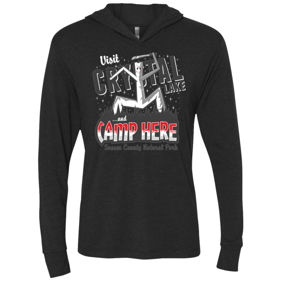 T-Shirts Vintage Black / X-Small CAMP HERE Triblend Long Sleeve Hoodie Tee