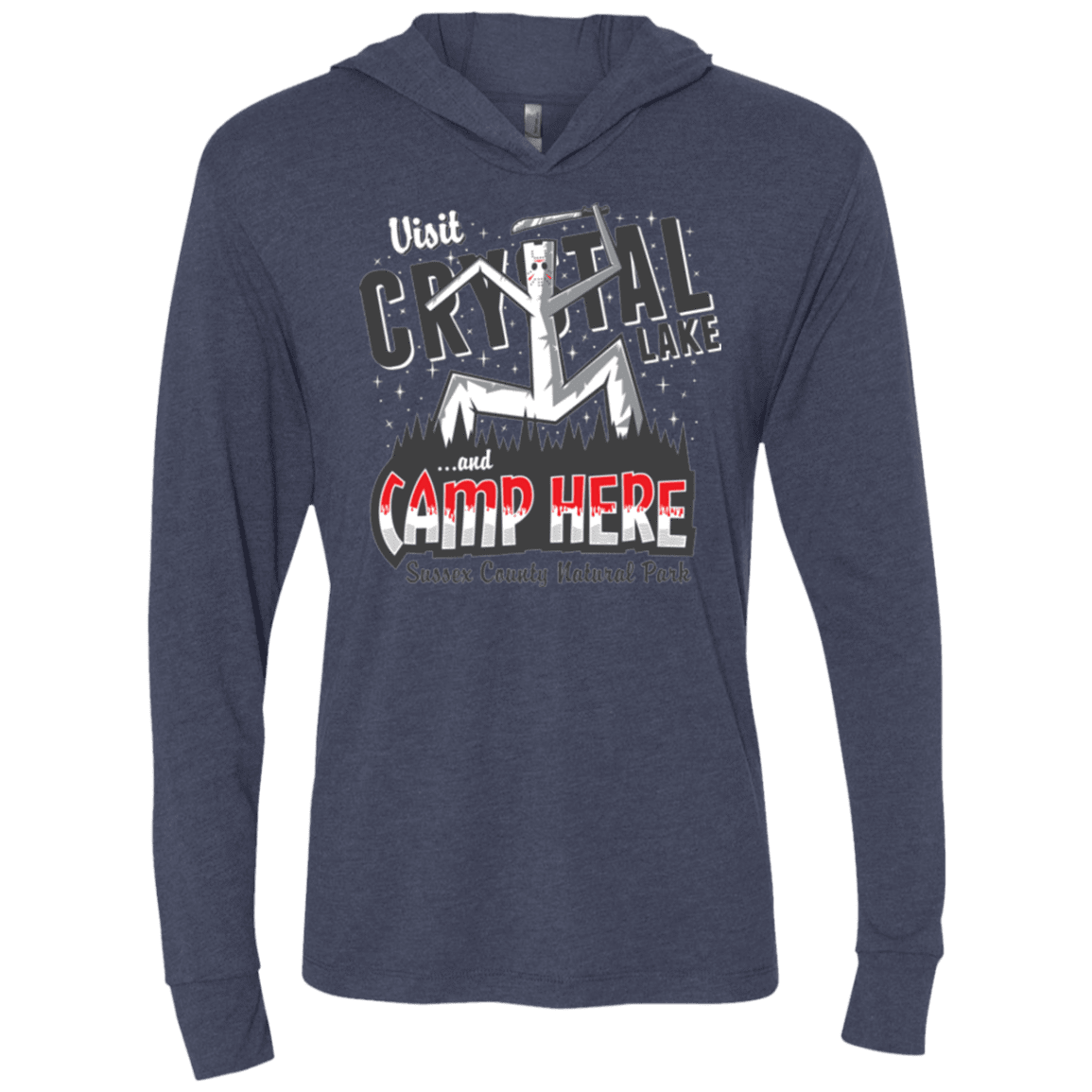 T-Shirts Vintage Navy / X-Small CAMP HERE Triblend Long Sleeve Hoodie Tee