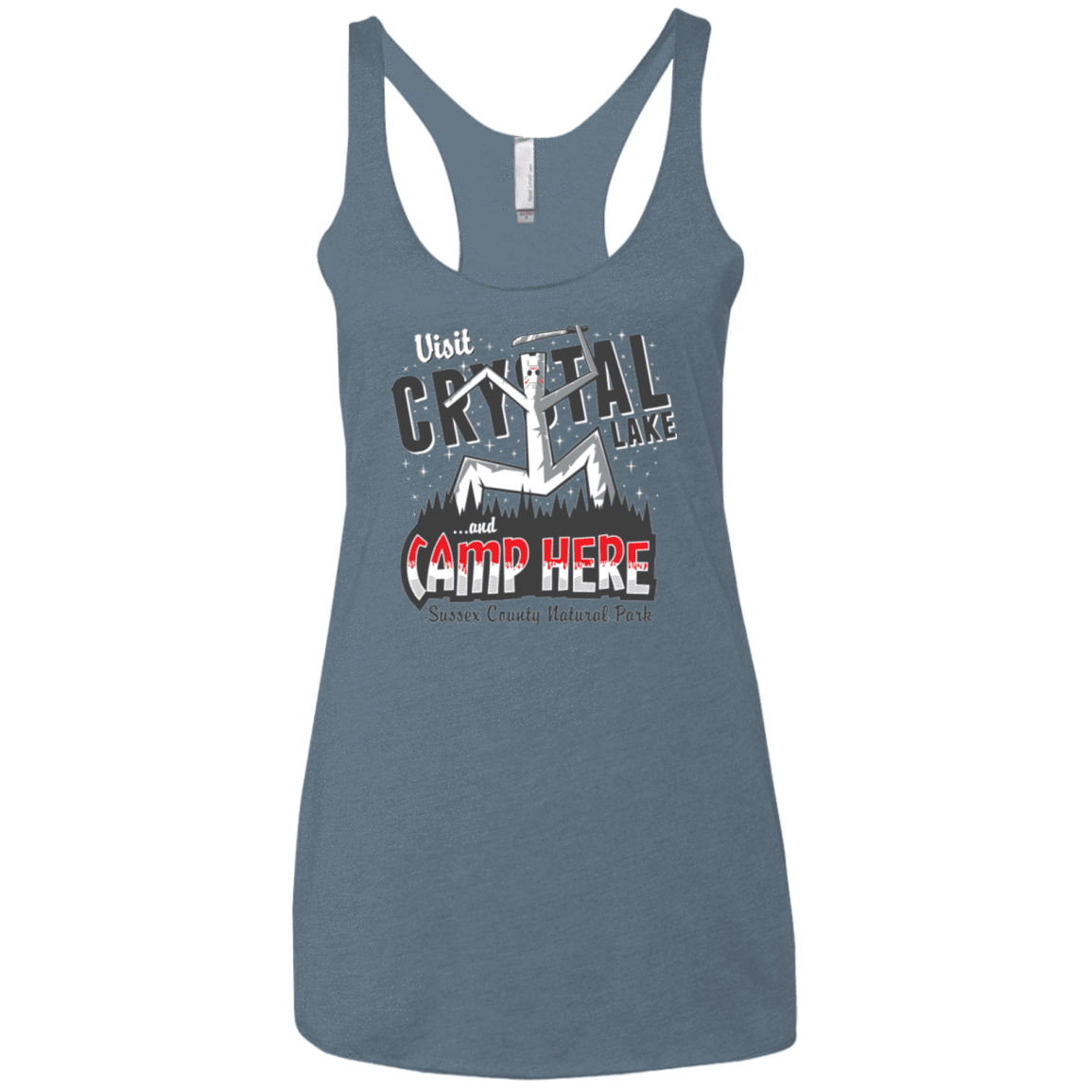 T-Shirts Indigo / X-Small CAMP HERE Women's Triblend Racerback Tank