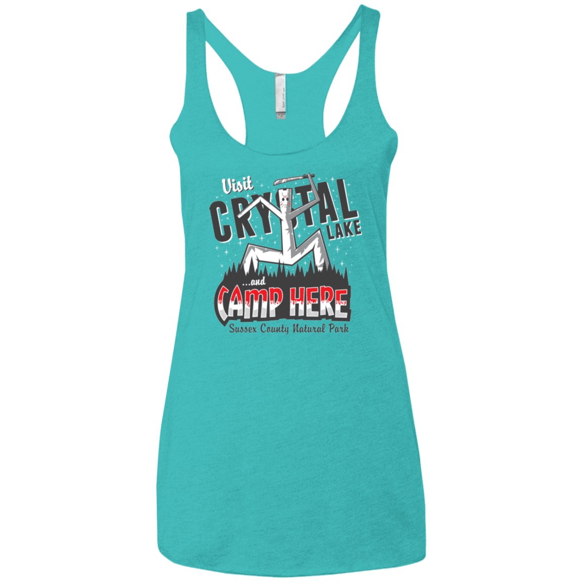 T-Shirts Tahiti Blue / X-Small CAMP HERE Women's Triblend Racerback Tank