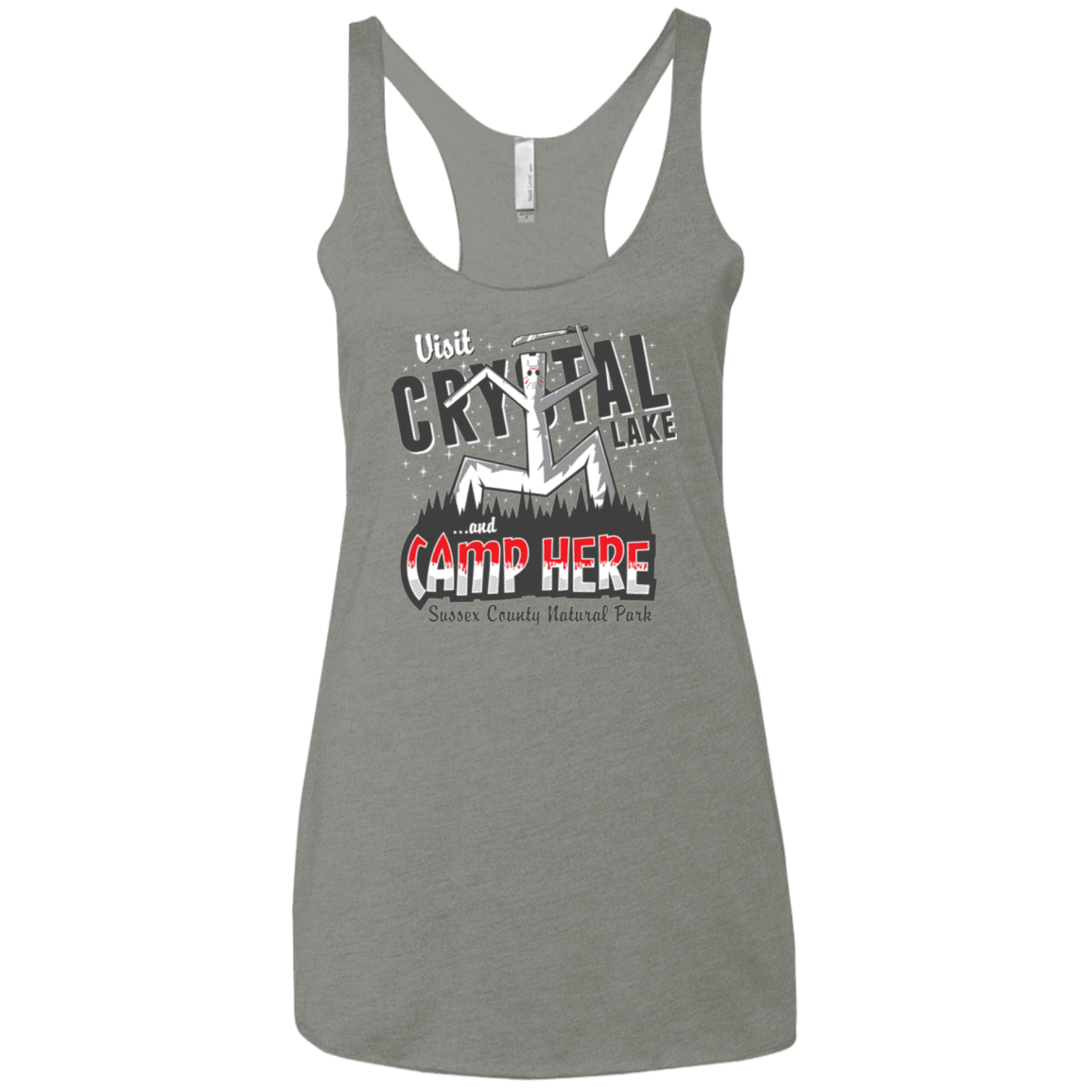 T-Shirts Venetian Grey / X-Small CAMP HERE Women's Triblend Racerback Tank