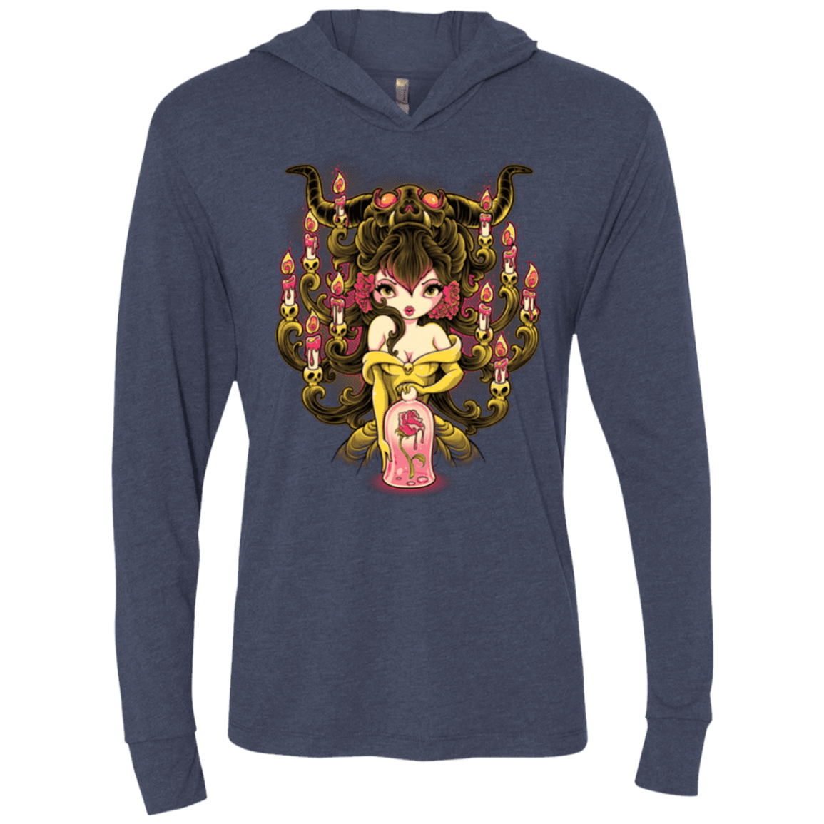 T-Shirts Vintage Navy / X-Small Candelabra Triblend Long Sleeve Hoodie Tee