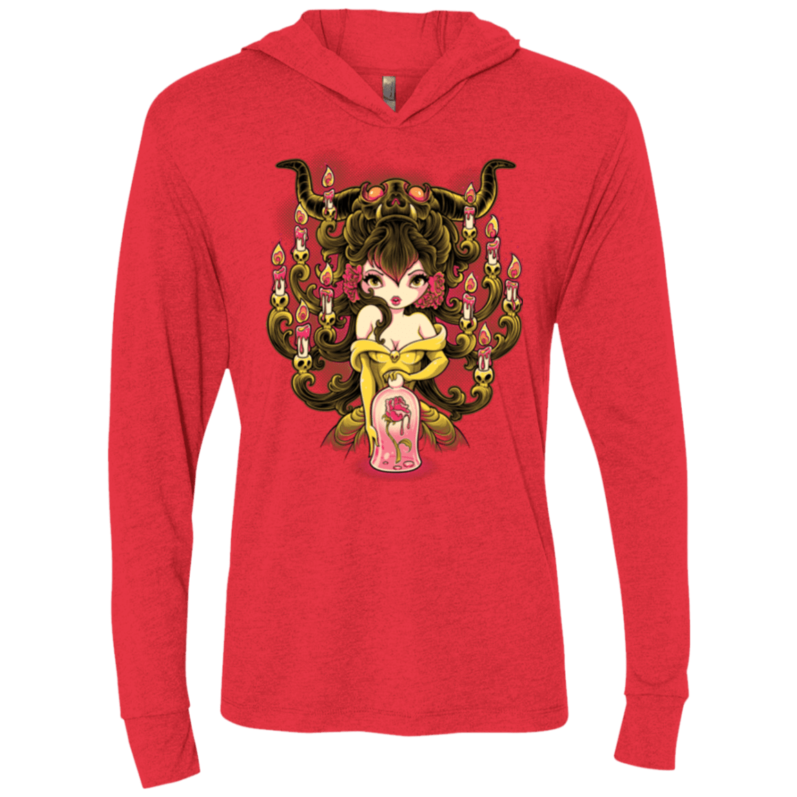 T-Shirts Vintage Red / X-Small Candelabra Triblend Long Sleeve Hoodie Tee