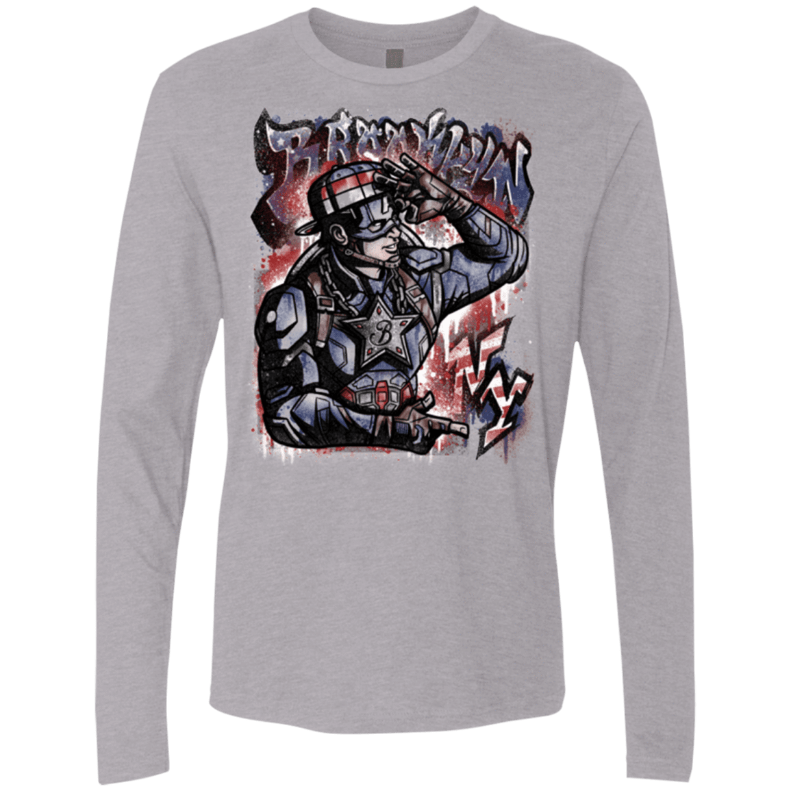 T-Shirts Heather Grey / Small Cap Brooklyn Men's Premium Long Sleeve