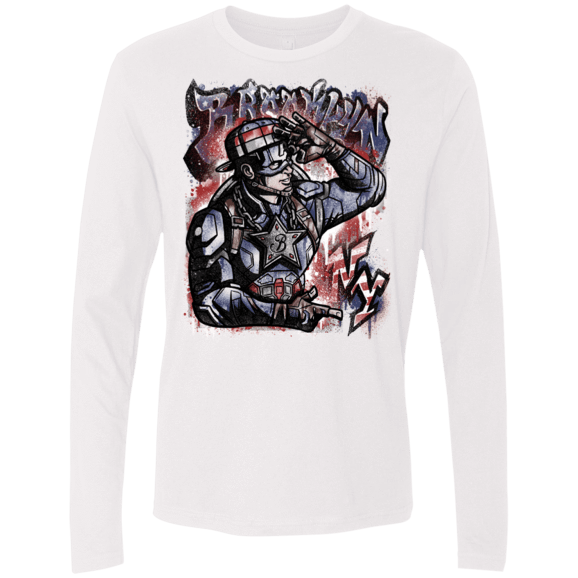 T-Shirts White / Small Cap Brooklyn Men's Premium Long Sleeve