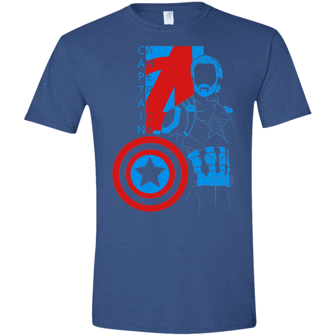 T-Shirts Heather Royal / X-Small Captain Profile Men's Semi-Fitted Softstyle