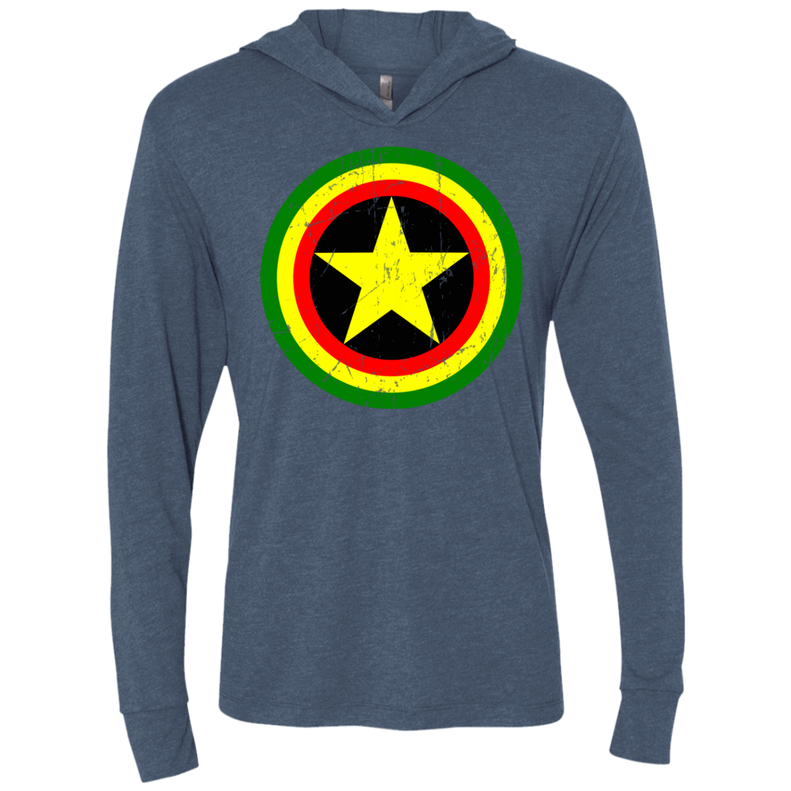 T-Shirts Indigo / X-Small Captain Rasta Triblend Long Sleeve Hoodie Tee