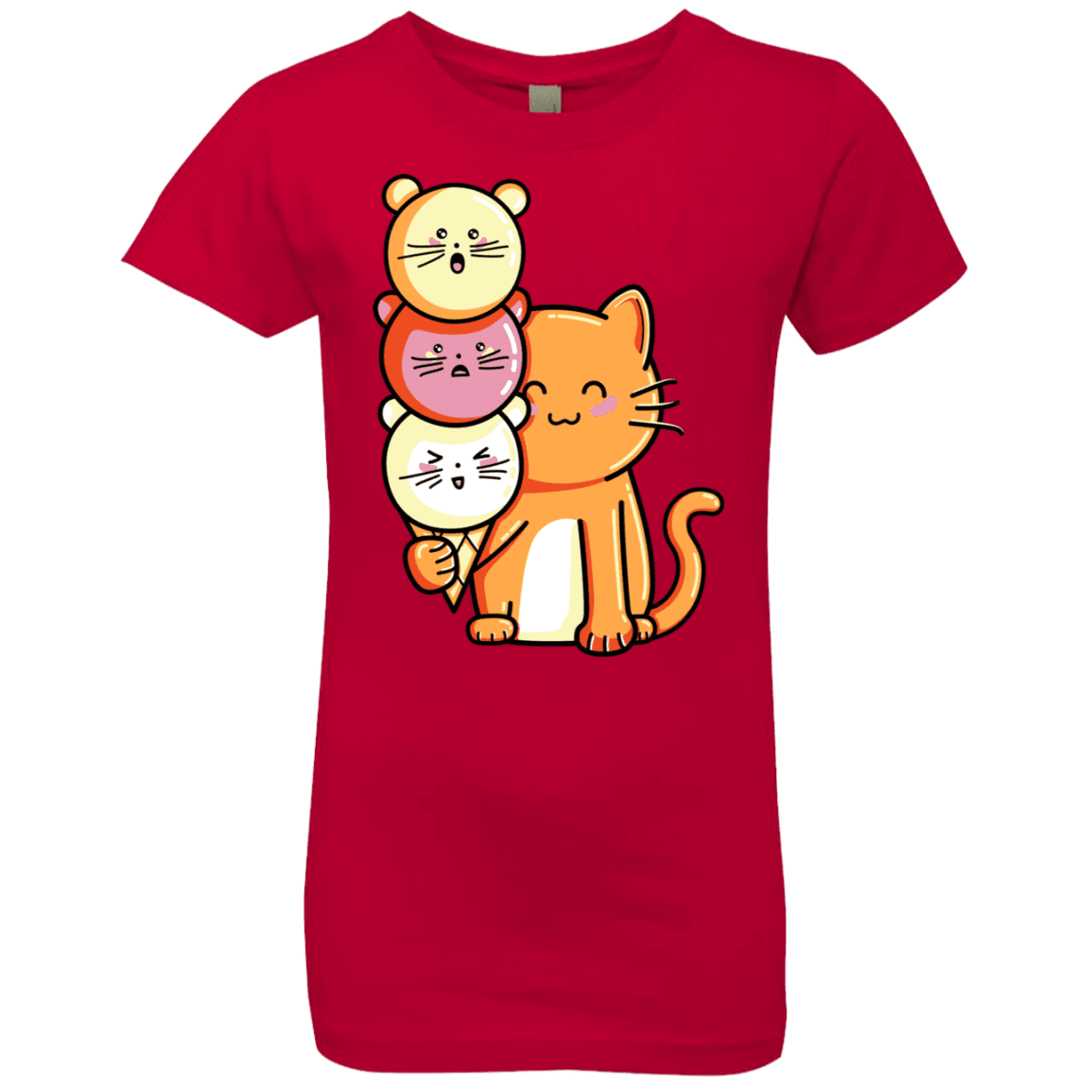 T-Shirts Red / YXS Cat and Micecream Girls Premium T-Shirt
