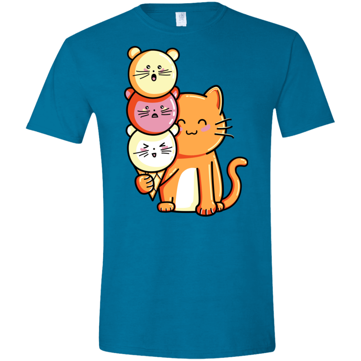 T-Shirts Antique Sapphire / S Cat and Micecream Men's Semi-Fitted Softstyle