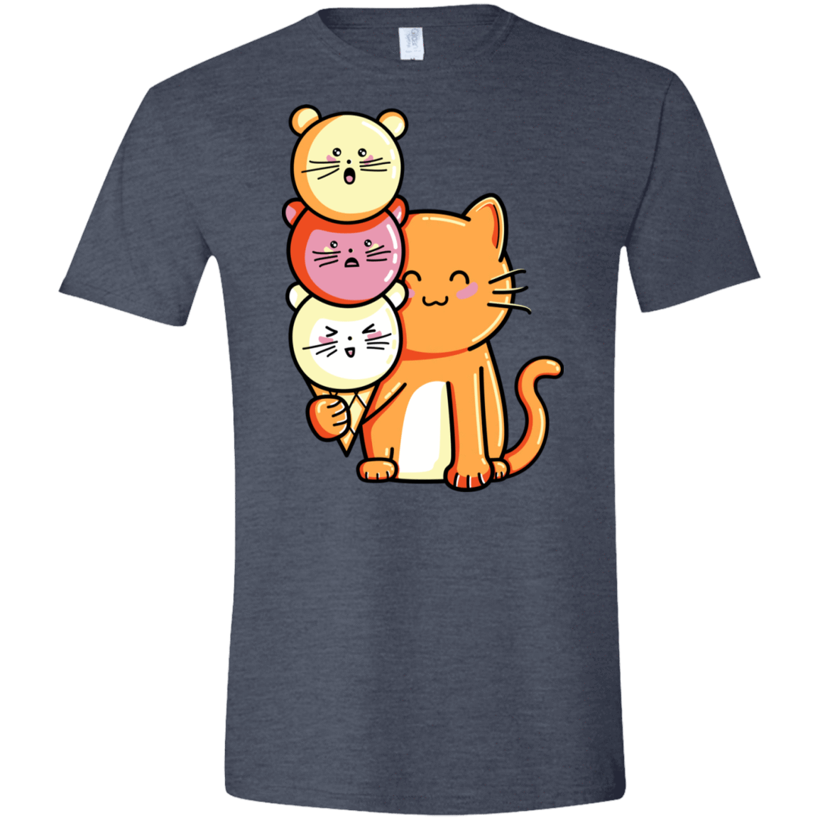 T-Shirts Heather Navy / S Cat and Micecream Men's Semi-Fitted Softstyle