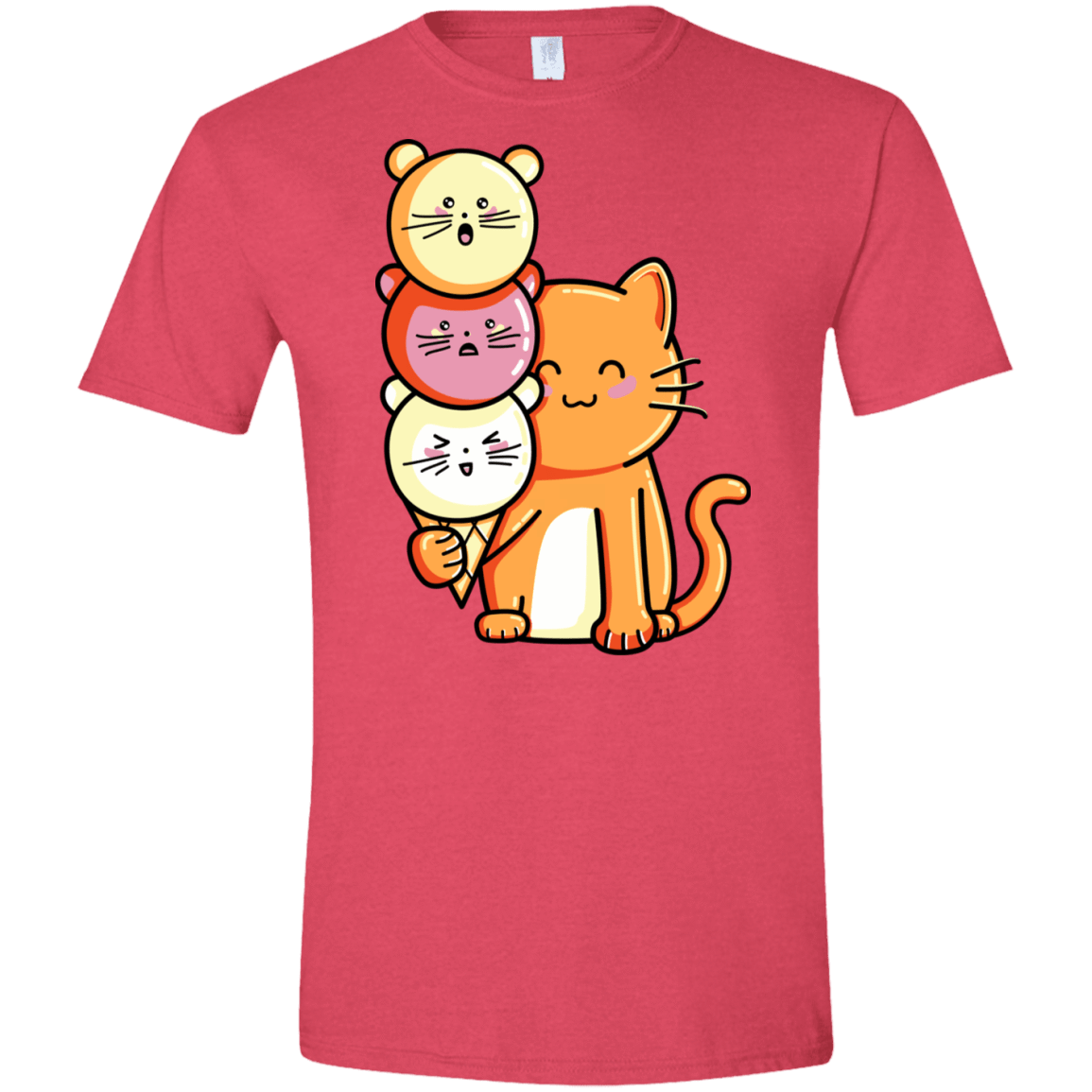 T-Shirts Heather Red / S Cat and Micecream Men's Semi-Fitted Softstyle