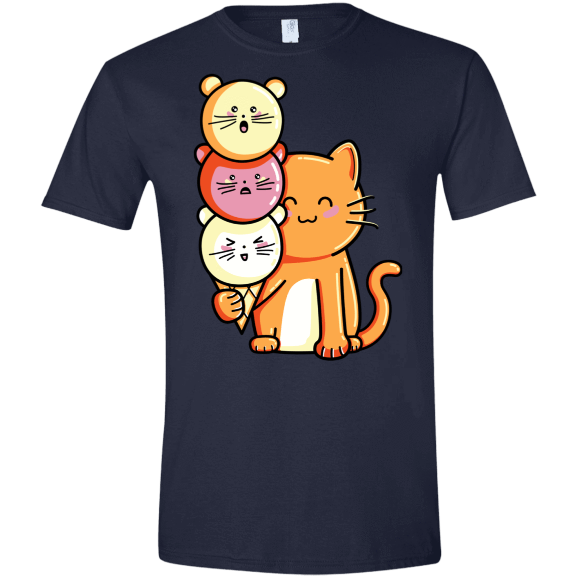 T-Shirts Navy / X-Small Cat and Micecream Men's Semi-Fitted Softstyle