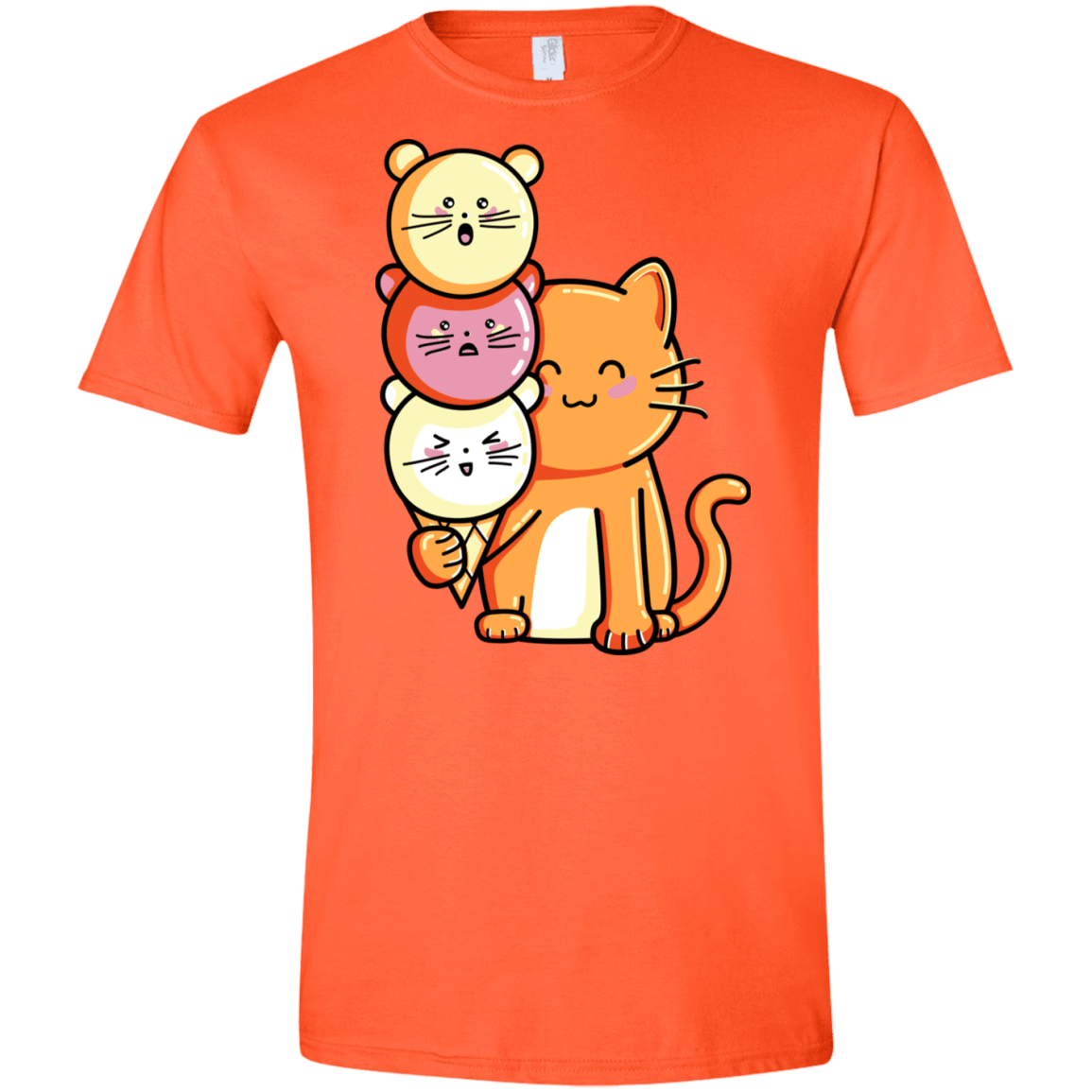 T-Shirts Orange / S Cat and Micecream Men's Semi-Fitted Softstyle