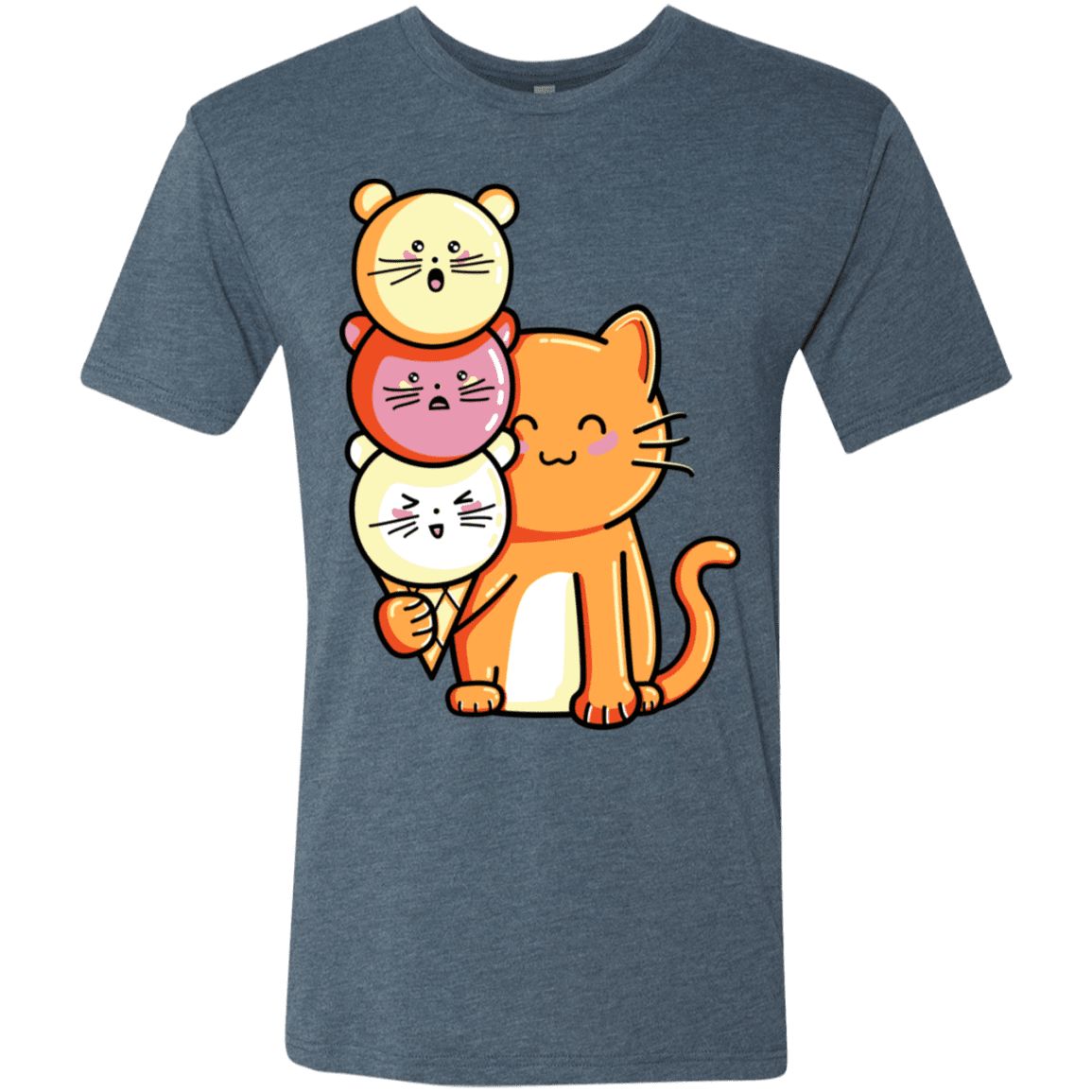 T-Shirts Indigo / S Cat and Micecream Men's Triblend T-Shirt
