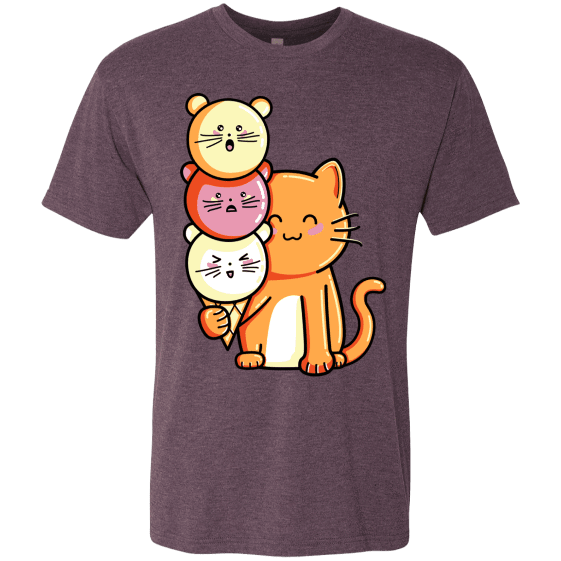 T-Shirts Vintage Purple / S Cat and Micecream Men's Triblend T-Shirt