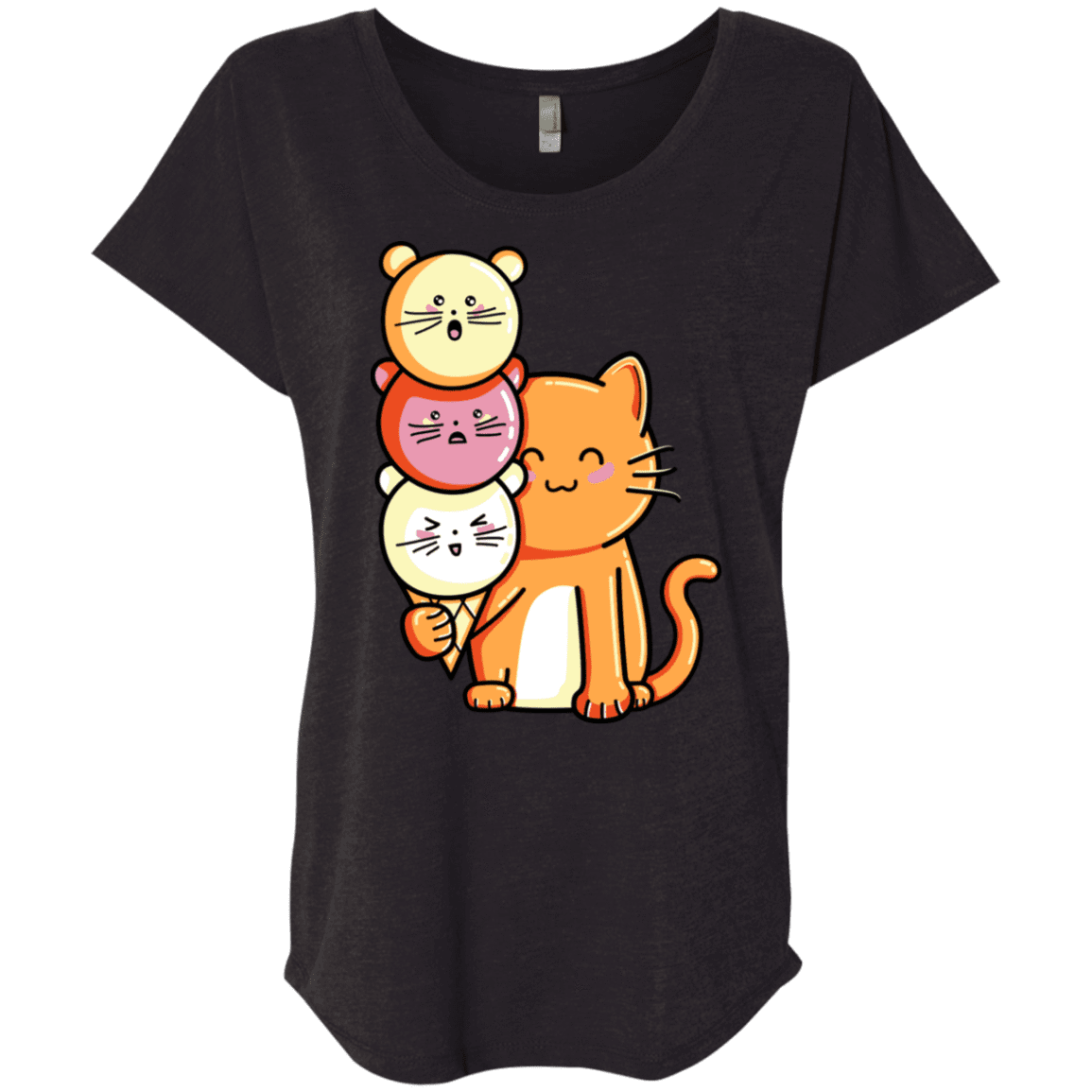 T-Shirts Vintage Black / X-Small Cat and Micecream Triblend Dolman Sleeve